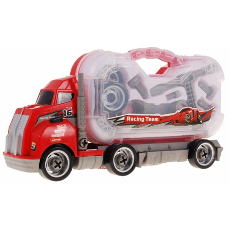 Ciężarówka 2w1 z walizką Narzędzi dla dzieci 3+ Rozkręcany pojazd + Wymiana kół + Dźwięki - 4