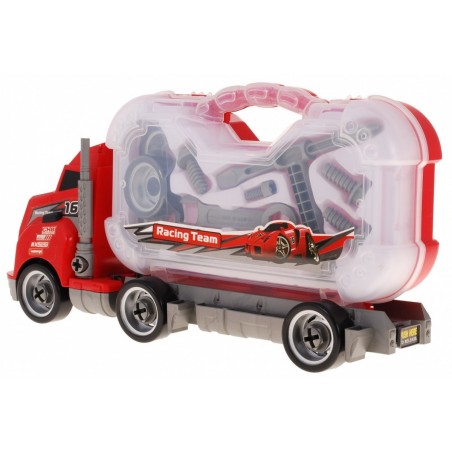 Ciężarówka 2w1 z walizką Narzędzi dla dzieci 3+ Rozkręcany pojazd + Wymiana kół + Dźwięki - 5