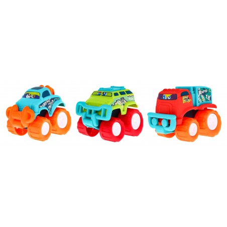 Zestaw 3 autek terenowych Little Monster dla dzieci 3+ Napęd bez baterii + Duże koła - 1