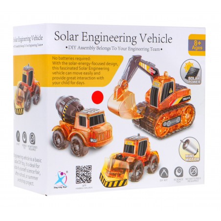 Edukacyjny zestaw solarnych pojazdów budowlanych 3w1 dla dzieci Koparka Betoniarka Spychacz - 1