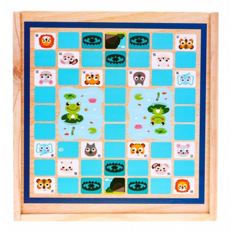 Drewniany zestaw gier planszowych 6w1 dla dzieci Trylma Węże i drabiny Szachy Chińczyk GO - 8