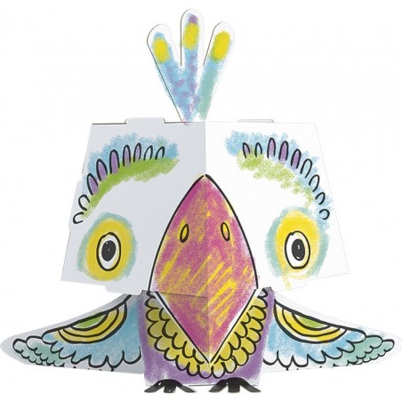 "Papuga" kolorowanka-składanka 3D dla dzieci - 4