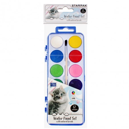 Farby akwarelowe 12 kolorów z pędzelkiem Cuties Kitty STARPAK 426456 - 2