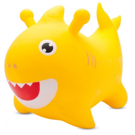 Sun Baby Skoczek gumowy dla dzieci REKIN BABY SHARK 62 cm żółty do skakania z pompką - 2