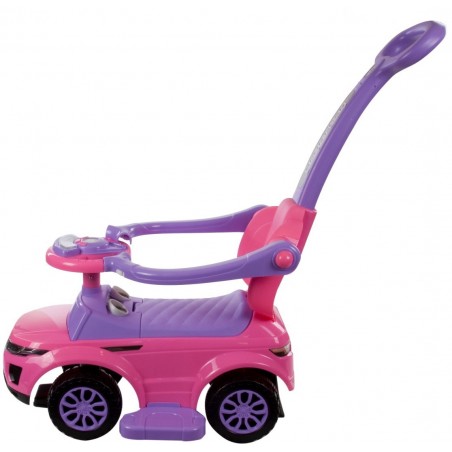 Sun Baby Jeździk pchacz chodzik dla dziecka z rączką i obejmą Sport car różowy - 1