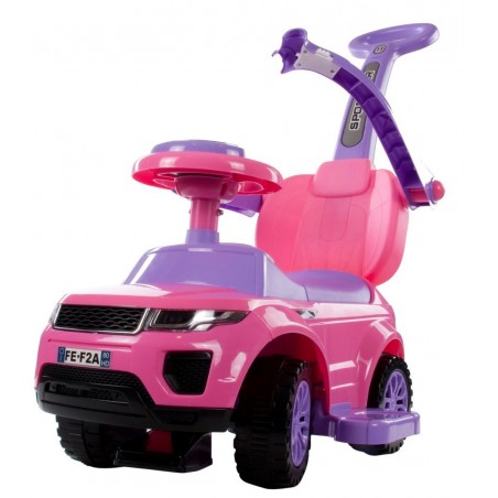 Sun Baby Jeździk pchacz chodzik dla dziecka z rączką i obejmą Sport car różowy - 4