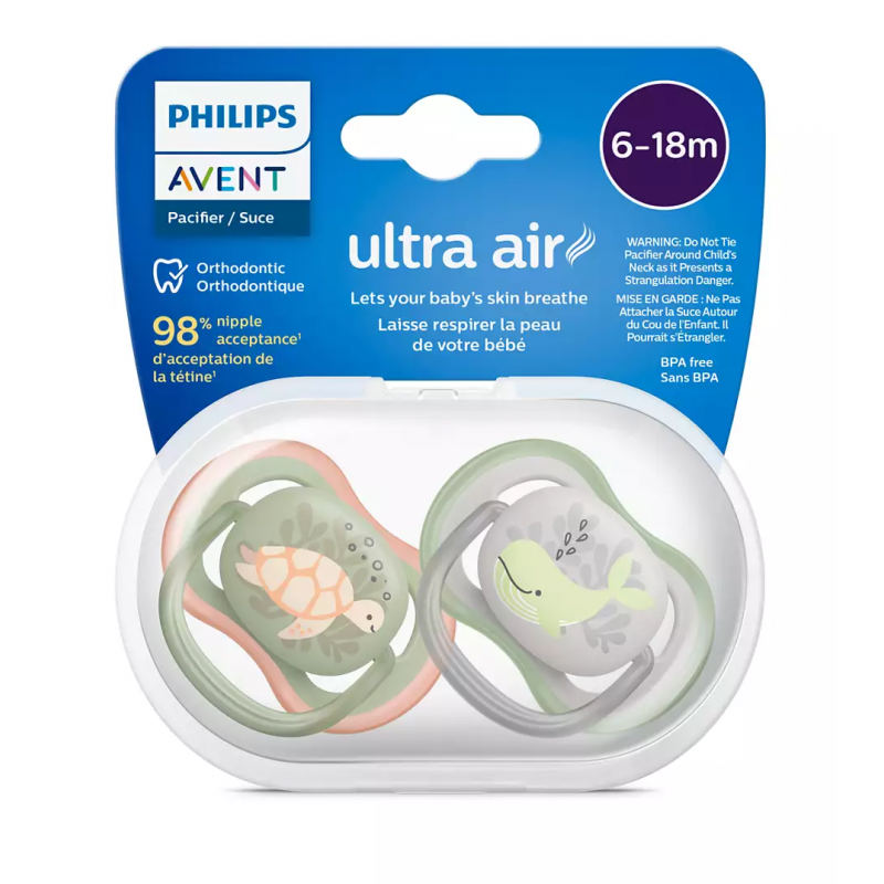 AVENT SUCETTE ULTRA AIR NIGHT 6-18 M ROSE