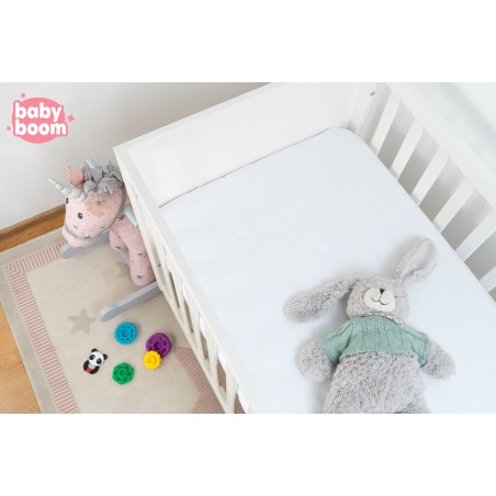 Babyboom prześcieradło bawełniane do łóżeczka dziecięcego 120x60 cm Premium białe - 2