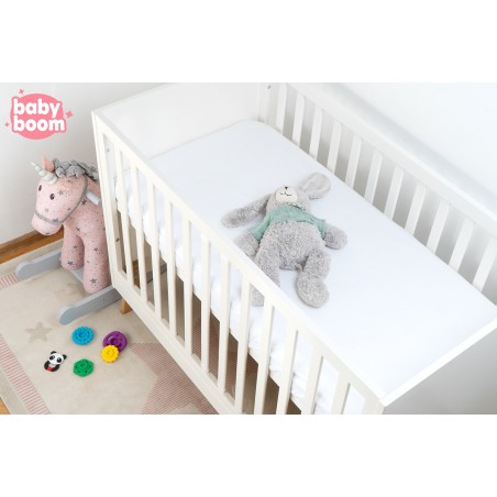 Babyboom prześcieradło bawełniane do łóżeczka dziecięcego 120x60 cm Premium białe - 3