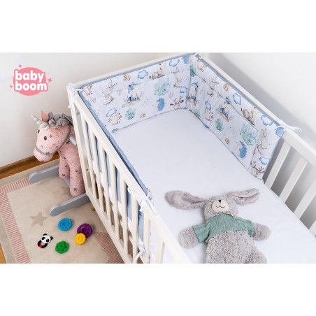 Babyboom dwustronny ochraniacz do łóżeczka dziecięcego Premium 180x30 cm Jeżyk i przyjaciele/niebieski - 3