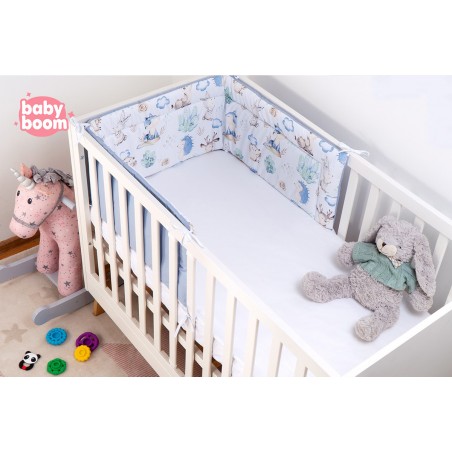 Babyboom dwustronny ochraniacz do łóżeczka dziecięcego Premium 180x30 cm Jeżyk i przyjaciele/niebieski - 4