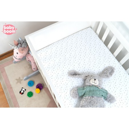 Babyboom prześcieradło bawełniane do łóżeczka dziecięcego 120x60 cm Premium Gwiazdozbiór biały - 2