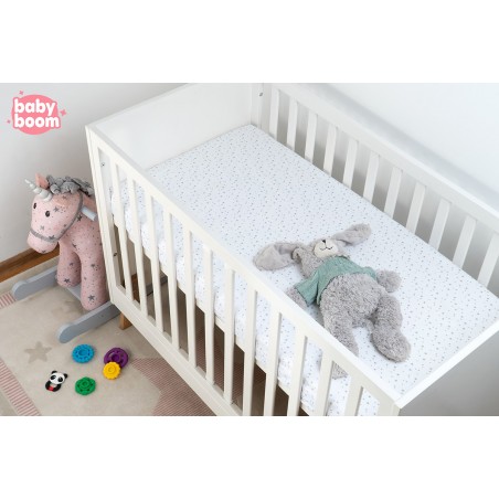 Babyboom prześcieradło bawełniane do łóżeczka dziecięcego 120x60 cm Premium Gwiazdozbiór biały - 3