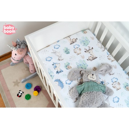 Babyboom prześcieradło bawełniane do łóżeczka dziecięcego 120x60 cm Premium Jeżyki i przyjaciele - 2