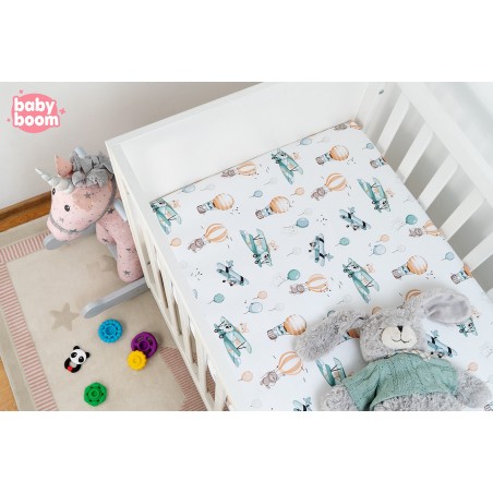 Babyboom prześcieradło bawełniane do łóżeczka dziecięcego 120x60 cm Premium Baloons - 2