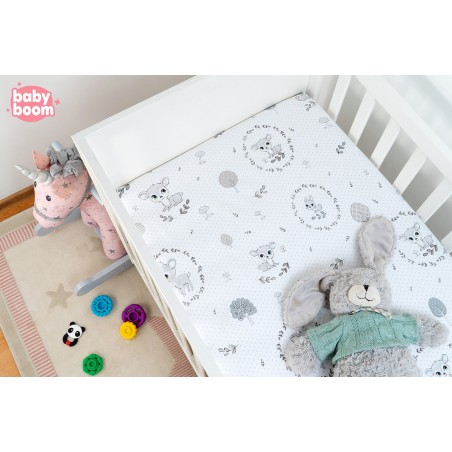 Babyboom prześcieradło bawełniane do łóżeczka dziecięcego 120x60 cm Premium Sarenka szara w kropeczki - 2