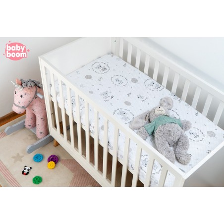 Babyboom prześcieradło bawełniane do łóżeczka dziecięcego 120x60 cm Premium Sarenka szara w kropeczki - 3
