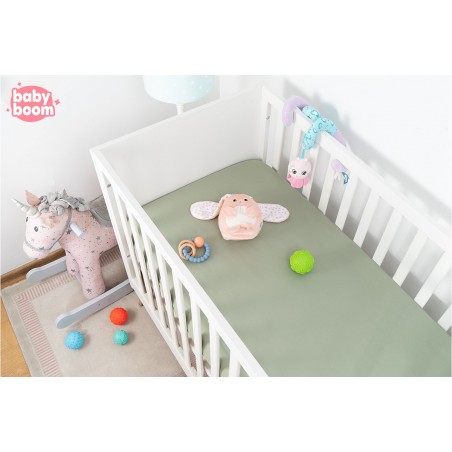 Babyboom prześcieradło bawełniane do łóżeczka dziecięcego 120x60 cm Premium Szmaragd gładki - 2