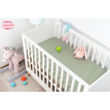 Babyboom prześcieradło bawełniane do łóżeczka dziecięcego 120x60 cm Premium Szmaragd gładki - 3