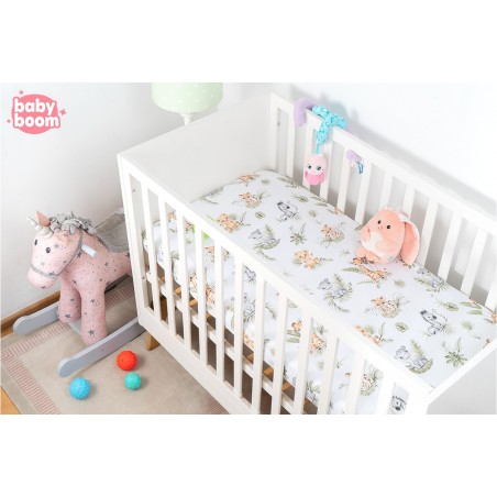 Babyboom prześcieradło bawełniane do łóżeczka dziecięcego 120x60 cm Premium Jungle vibes / oliwka - 4