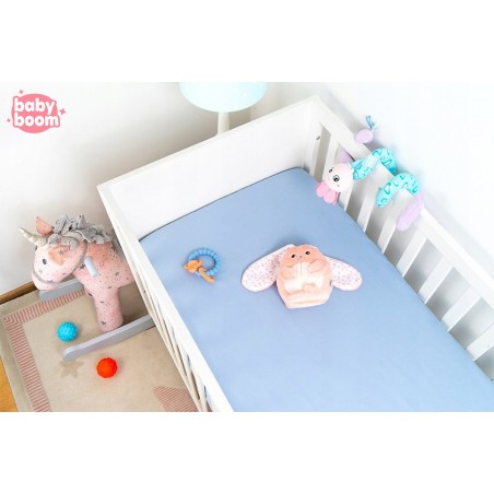 Babyboom prześcieradło bawełniane do łóżeczka dziecięcego 120x60 cm Premium Niebieski gładki - 2