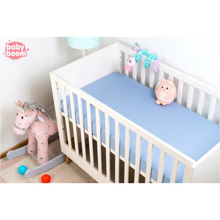 Babyboom prześcieradło bawełniane do łóżeczka dziecięcego 120x60 cm Premium Niebieski gładki - 3