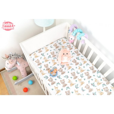 Babyboom prześcieradło bawełniane do łóżeczka dziecięcego 120x60 cm Premium Little Bear - 2