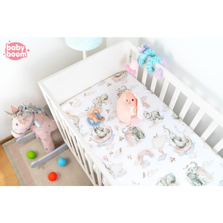 Babyboom prześcieradło bawełniane do łóżeczka dziecięcego 120x60 cm Premium Magical Elephant - 1