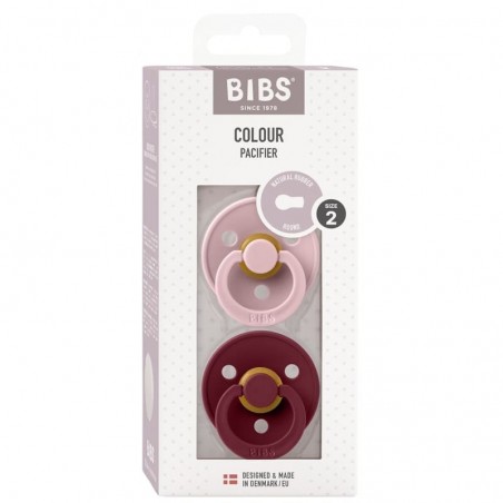 BIBS COLOUR Smoczek uspokajający Kauczuk Hevea M 6m+ Pink plum & Elderberry 2 pack - 2