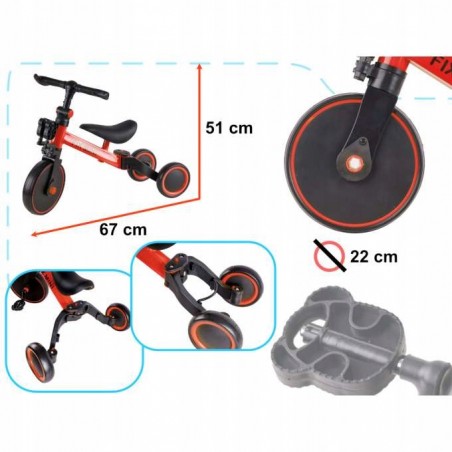 Rowerek trójkołowy Trike Fix Mini 3w1 biegowy Czerwony - 5