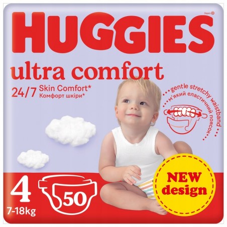Pieluszki Huggies 4 ultra comfort 7-18kg 150 szt. (zestaw 3x50) - 7