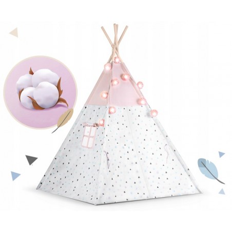 Namiot tipi dla dzieci z girlandą i światełkami Nukido - różowy - 6