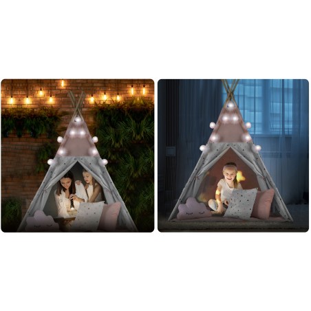 Namiot tipi dla dzieci z girlandą i światełkami Nukido - różowy - 9