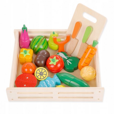Owoce i warzywa do krojenia na magnes drewniane Kinderplay wielokolorowe - 1