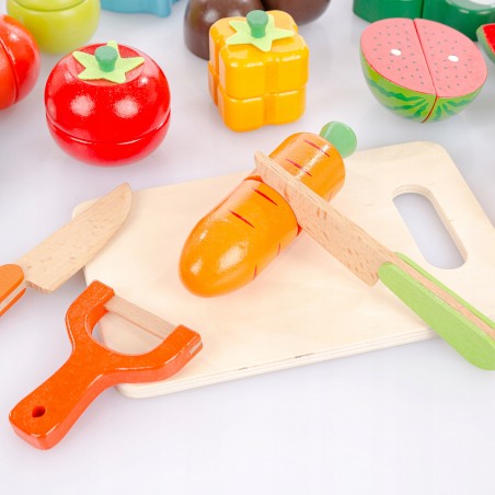 Owoce i warzywa do krojenia na magnes drewniane Kinderplay wielokolorowe - 5