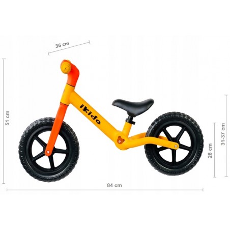 Rowerek Biegowy dla dzieci iKido Nylon LEKKI 1.9kg Pomarańczowy - 2