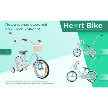 Rowerek dla dziewczynki 16 cali Heart bike - miętowy - 8