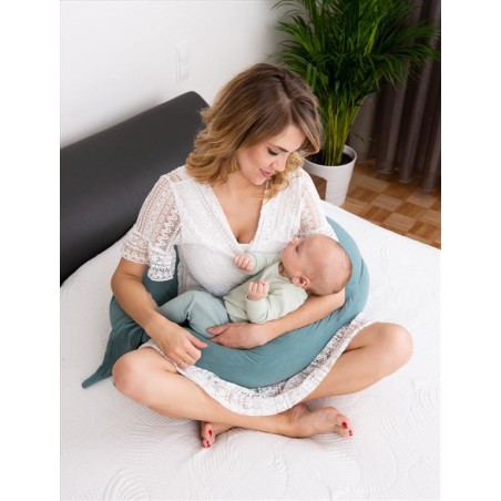 Poduszka muślinowa dla kobiet w ciąży Moon Muslin do spania, karmienia, rogal 260 cm Musztardowa - 4